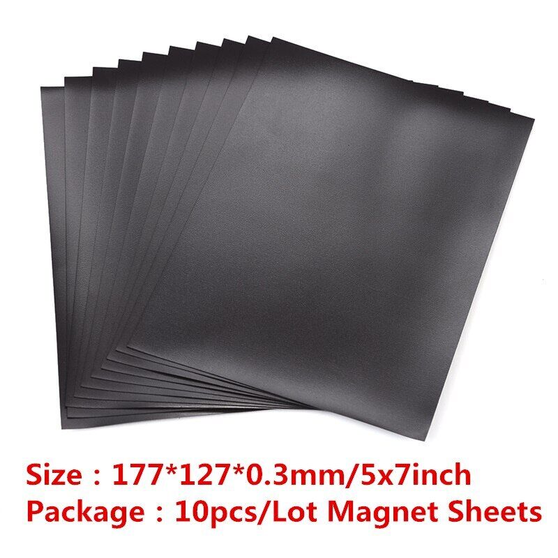 Magnet Sheet 10Pcs Set Rubber Self Adhesive Sticker Black Magnetic Mat 177x127mm