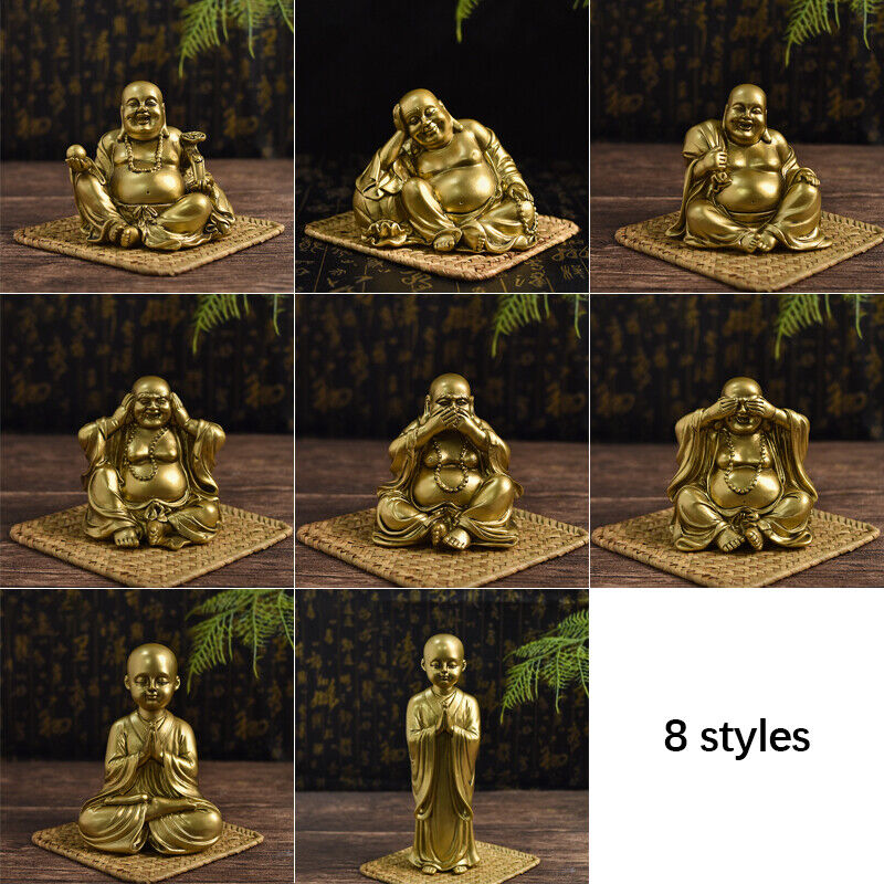Resin Maitreya Buddha Statue Buddhist Supplies Sculpture Craft Desk Decoration