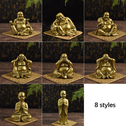 Resin Maitreya Buddha Statue Buddhist Supplies Sculpture Craft Desk Decoration