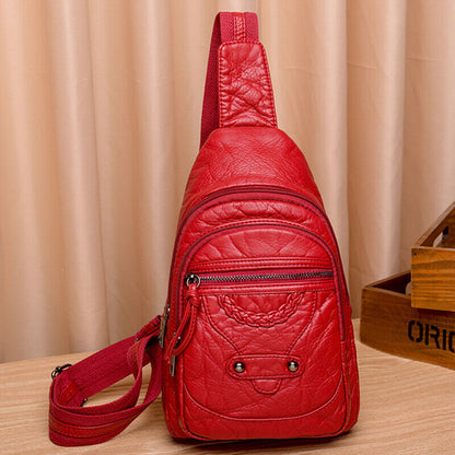Women's Sling Backpack Faux Leather Crossbody Chest Bag Outddor Casual Daypack