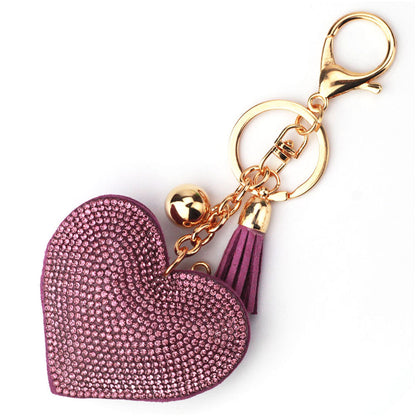 Women Heart Crystal Key Chain Key Ring Bag Charm Pendant Tassel Keyring Gift