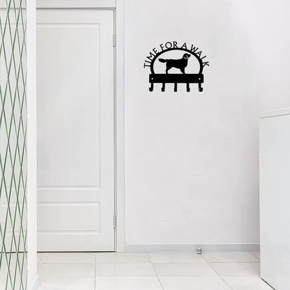 Golden Retriever Time for a Walk Key Rack Dog Leash Hanger Metal Wall Art
