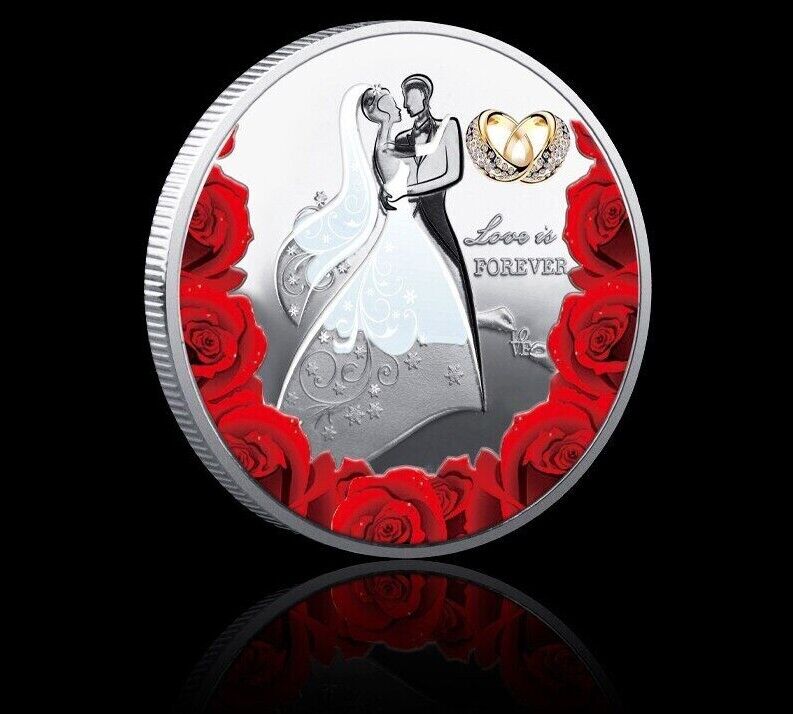Commemorative Coins Metal Gold Silver Plated Romantic Wedding Anniversary Gifts