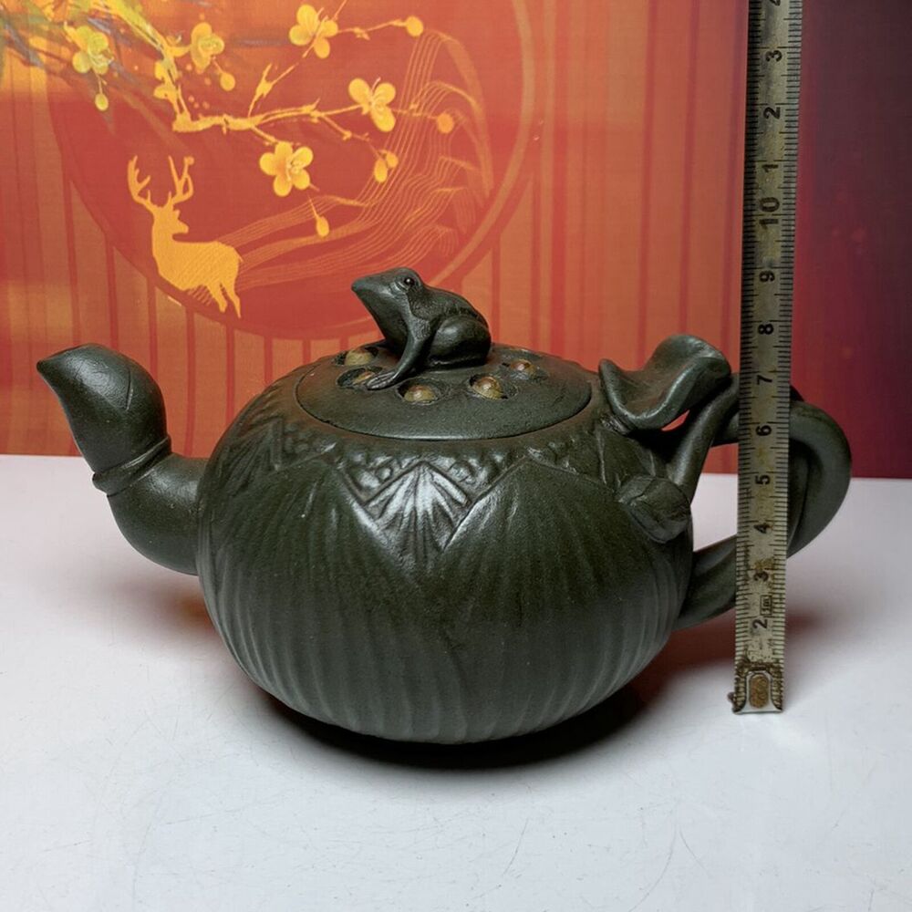 Vintage Chinese Yixing Purple Clay Teapot Zisha Ceramic Frog Lotus Teaware