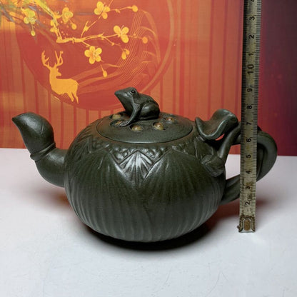 Vintage Chinese Yixing Purple Clay Teapot Zisha Ceramic Frog Lotus Teaware