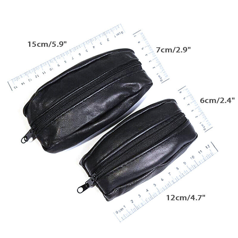 Unisex Soft Real Leather Pouch Coins Keys Money Holder 2 Ways Zips Wallet Purse