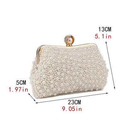 Beading Women Evening Bag With Chain Shoulder Pearl Handbags Chain Shoulder
