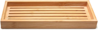 Natural Bamboo Vanity Tray Wooden Bathroom Organizer Counter Top Cosmetics Decor