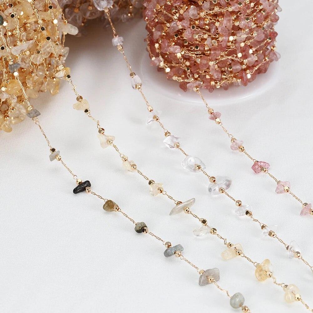 Irregular Glass Stone Beads Chains Necklace Bracelet For DIY Jewelry Making 1m