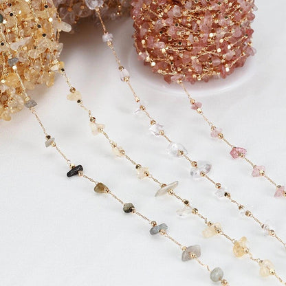 Irregular Glass Stone Beads Chains Necklace Bracelet For DIY Jewelry Making 1m
