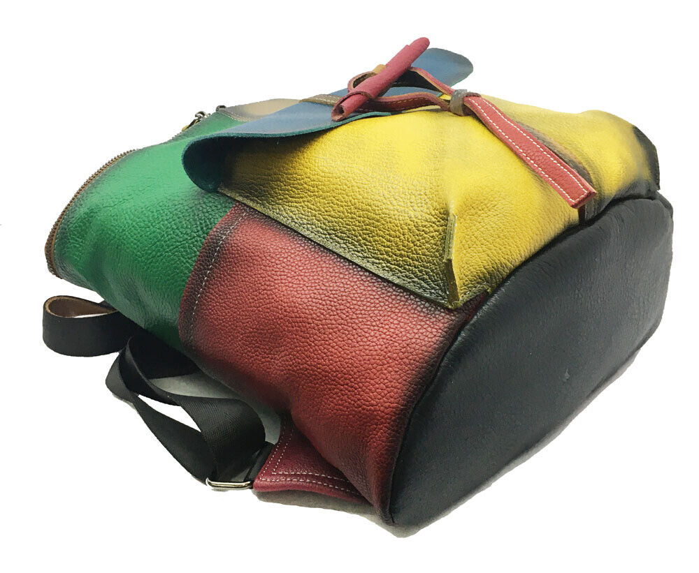 Women's Backpack, Designer Genuine Leather Multi-color Satchel Tote Shoulder Bag