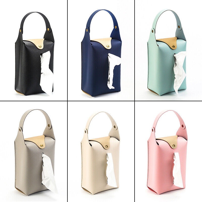 Car Auto Kitchen Bathroom PU Leather Hanging Tissue Bag Tissue Box Paper Holder
