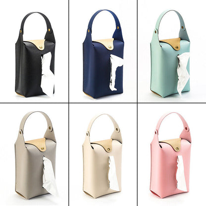 Car Auto Kitchen Bathroom PU Leather Hanging Tissue Bag Tissue Box Paper Holder