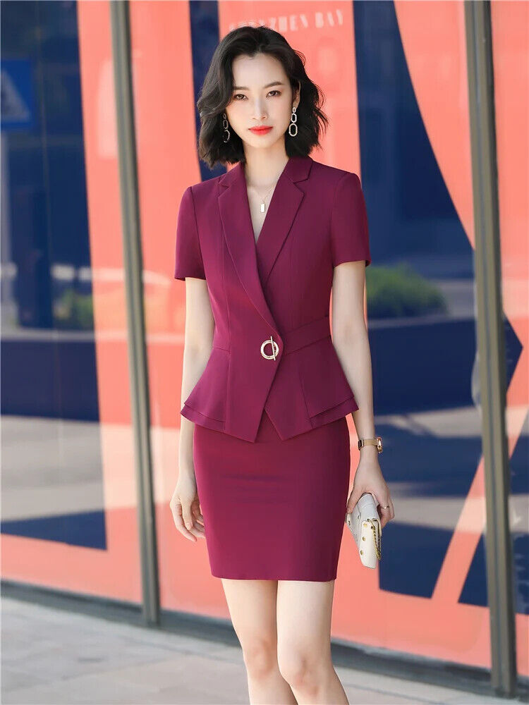 2 Piece Set Women Suits Short Sleeve Blazer Lady 2 Piece Set Women blazer Sets