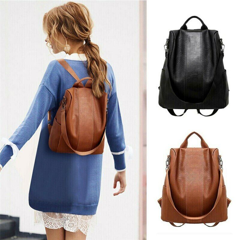 Women's Leather Backpack Large Capacity School Bag Teenager Anti Theft Backpack