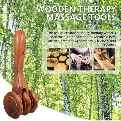 Wooden Scraping Body Massage Tool Roller Reflexology Acupuncture Massager Gift