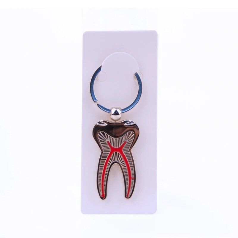 Tooth Shape Key Chain 5Pcs Metal Creative Pendant Dental Clinic Advertising