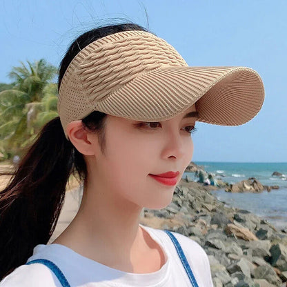 Women Visor Caps UV Summer Empty Top Hat Hollow Out Breathable Baseball Sunshade