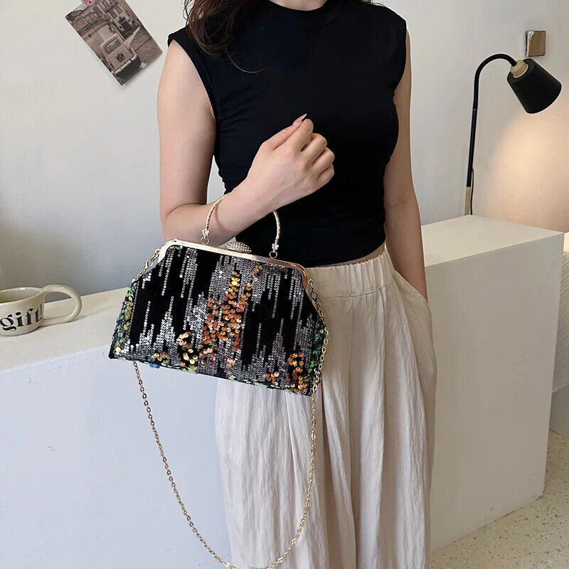 Women Handbag Chain Shoulder Bag Lady Party Clip Shell Evening Clutch