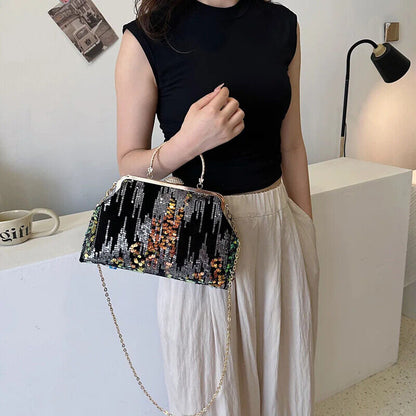 Women Handbag Chain Shoulder Bag Lady Party Clip Shell Evening Clutch
