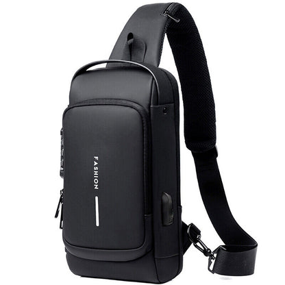 Men's Sling Backpack Oxford cloth Waterproof&Anti-theft Crossbody Bag USB Port
