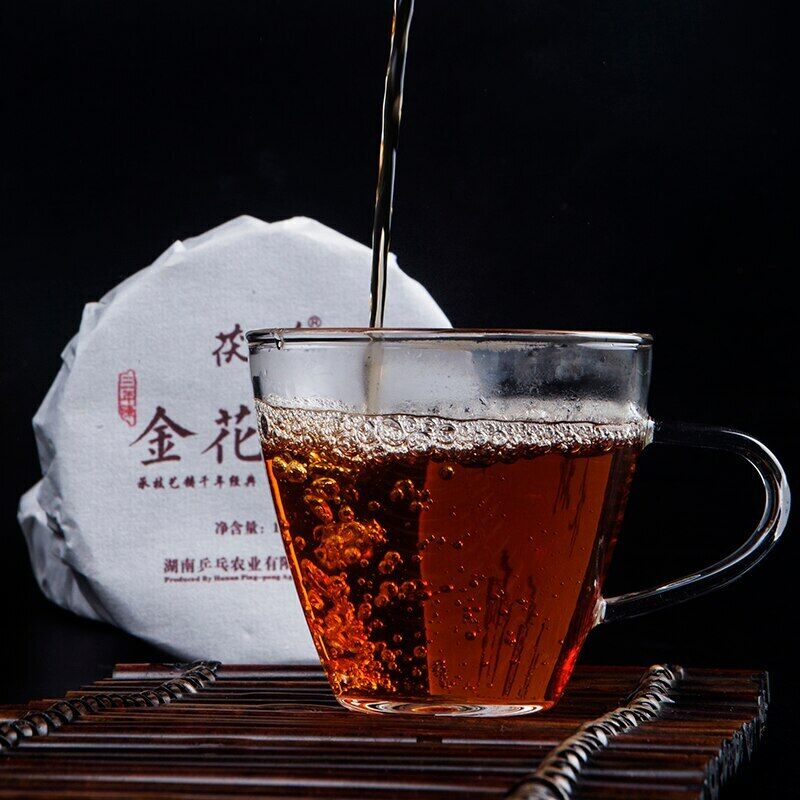 120g Hunan Anhua BaiLiang Cha Bing Bai Liang Golden Flower Dark Tea Hua Juan Tea