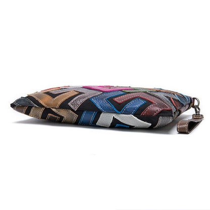 Real Leather Colorful (random) Patchwork Women's Sling Shoulder Bag Clutch Bag