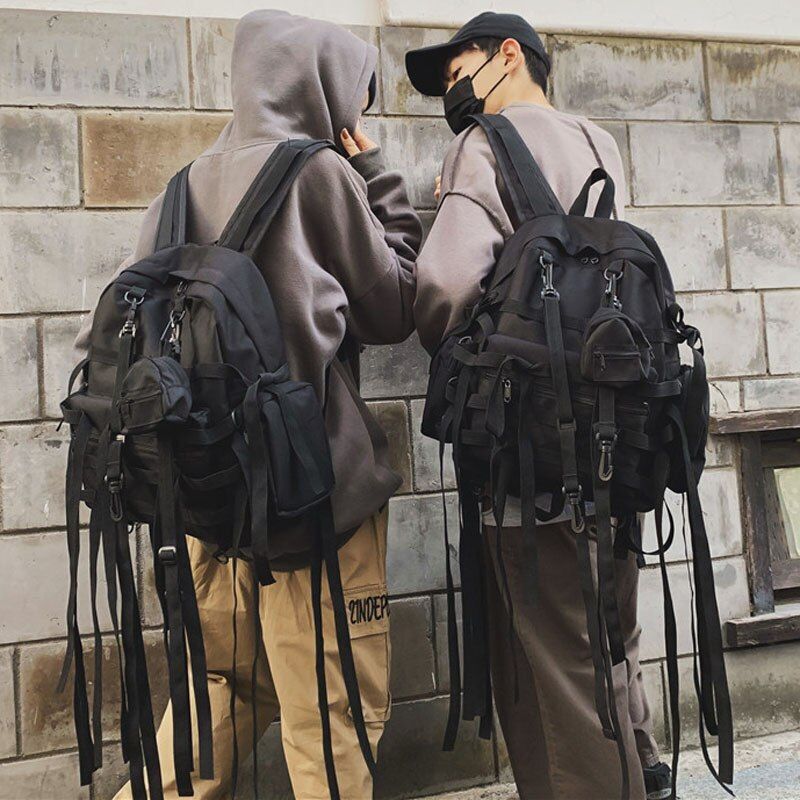 Black Backpacks Travel Bag Casual Shoulder Punk Unisex Bags 31*12*42 CM Canvas