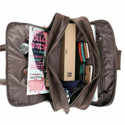 Vintage Men's Leather 15.6" Laptop Briefcases Luggage Shoulder Bags Tote Satchel
