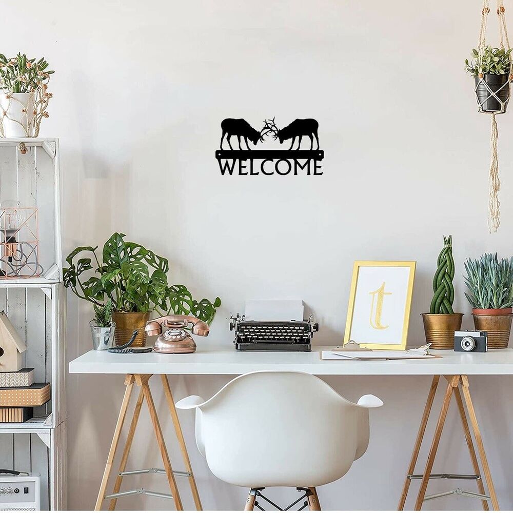 Fighting Elks Welcome Sign Ornaments Artwork Wall Stickers Shape Decoration