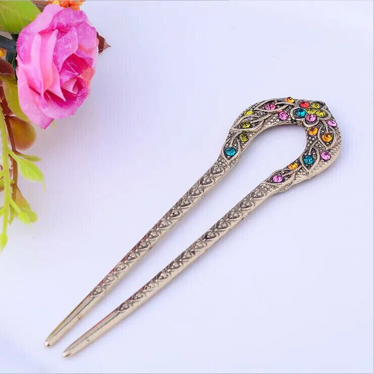 Women Hair Accessories Antique Bronze Plated Hairpins U-Shape Hair Stick Jewelry