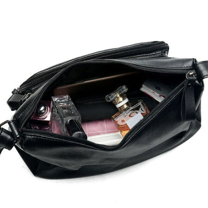 Soft Pu Leather Shoulder Bag Messenger Bag Small Size Purse Handbags Black Flap