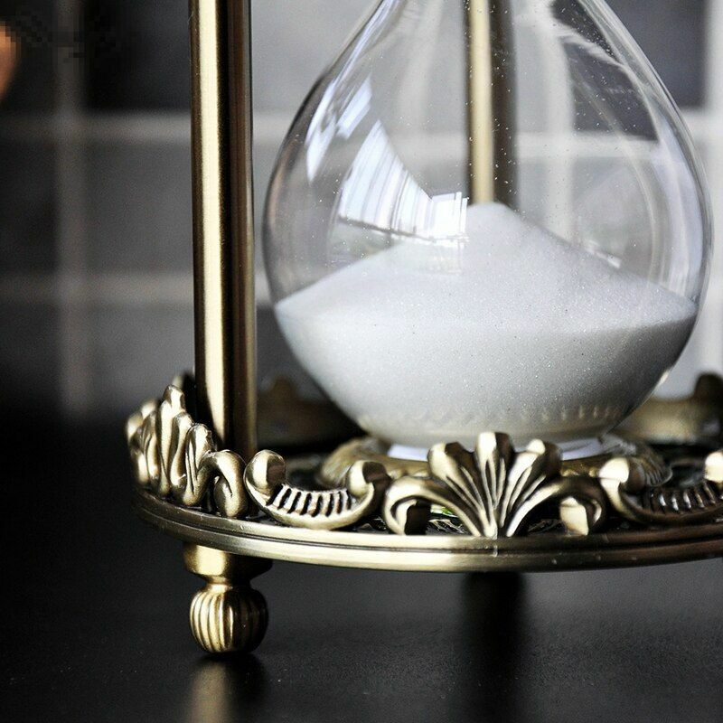 Hourglass 30 Minutes Timer Vintage Metal Inlaid Crystal Home Ornament 9.5x20.5cm