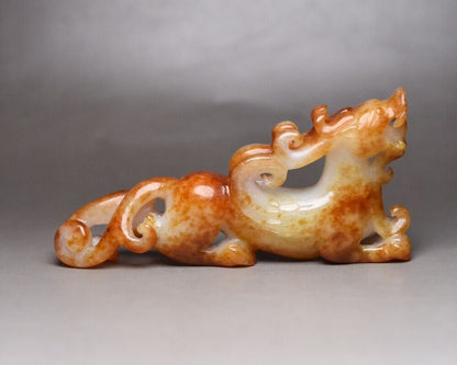 Chinese Antique Hetian Jade Carved Beast Statue Exquisite Figurine Decor Artwork