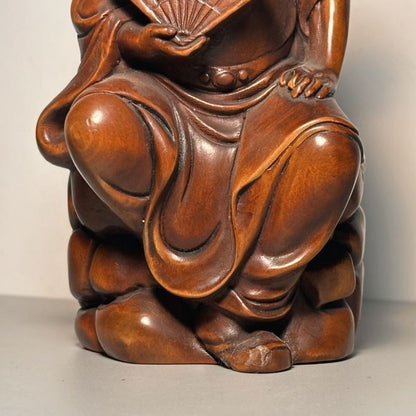 Vintage Chinese Boxwood Carving Figure Statue Ornaments Wooden Figurine Artwork