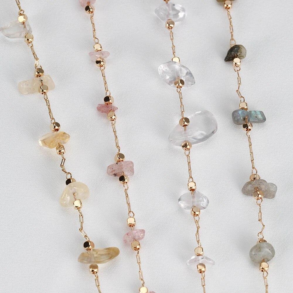 Irregular Glass Stone Beads Chains Necklace Bracelet For DIY Jewelry Making 1m