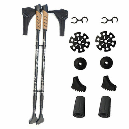 2pcs/lot Nordic Walking Sticks Hiking Aluminum Telescopic Trekking Pole 3 Joints