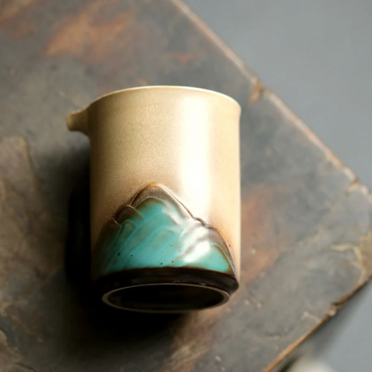 Handpainted Mountain Ceramic Tea Pitchers Chahai Gongdaobei