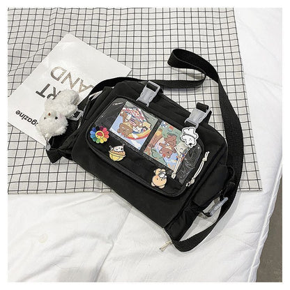 Transparent Pocket Messenger Bag Cartoon Badge Cute Bag Crossbody Shoulder Bags