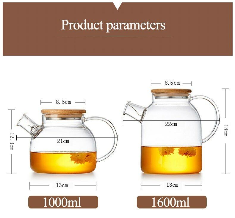 Glass Teapot With Lid Stainless Steel Infuser Strainer Tea Set Kettle Drinkware