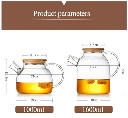 Glass Teapot With Lid Stainless Steel Infuser Strainer Tea Set Kettle Drinkware