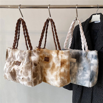 Faux Fur Plush Tote Bags Women Shoulder Bag Shopper Ladies Handbag