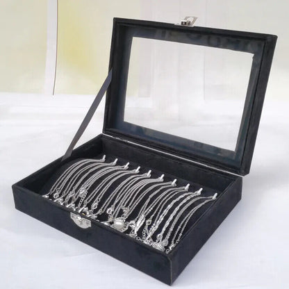 Jewelry Storage Box Velvet Flannel Cover Bracelet Necklace Organizer 21x12.3x5cm