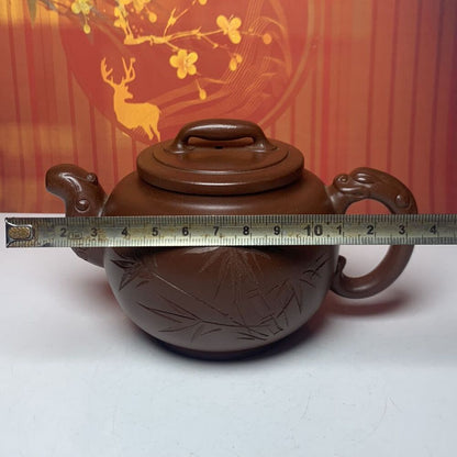 Vintage Chinese Yixing Purple Clay Teapot Zisha Ceremony Fashion Bamboo Teaware