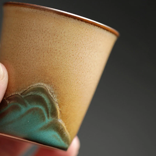 Green Mountain Ceramic Teacup Chinese Kung Fu Cup of Tea