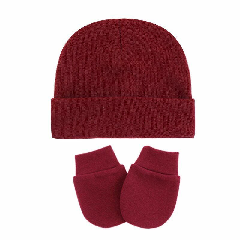 Hats Gloves 3pcs/Lot Solid Childrens Cotton Baby Winter Warm Cap Toddler Beanie