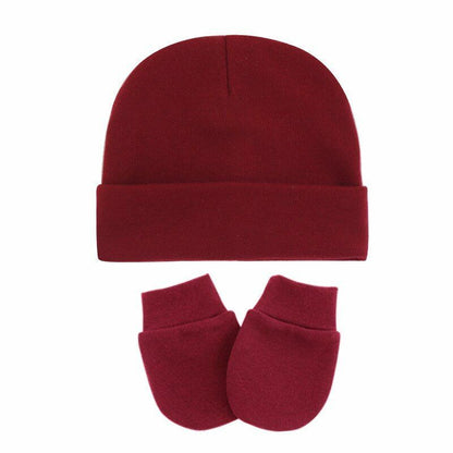 Hats Gloves 3pcs/Lot Solid Childrens Cotton Baby Winter Warm Cap Toddler Beanie