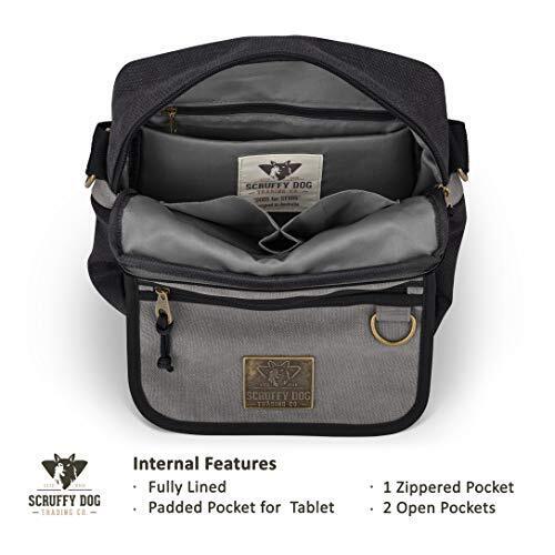 SCRUFFY DOG Canvas Messenger Bag with Adjustable small 11 inch, Black/Grey