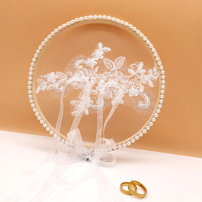 Ring Pillows Holders White Wood Lace Round Cushion Bearer Engagement Photo Props