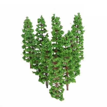 Model Trees 10Pcs Plastic Pine HO Scale DIY Miniature Railroad Landscape Layouts